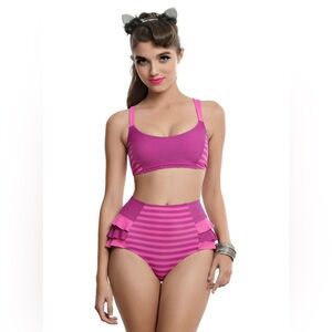 Hot Topic Pink Striped Bikini